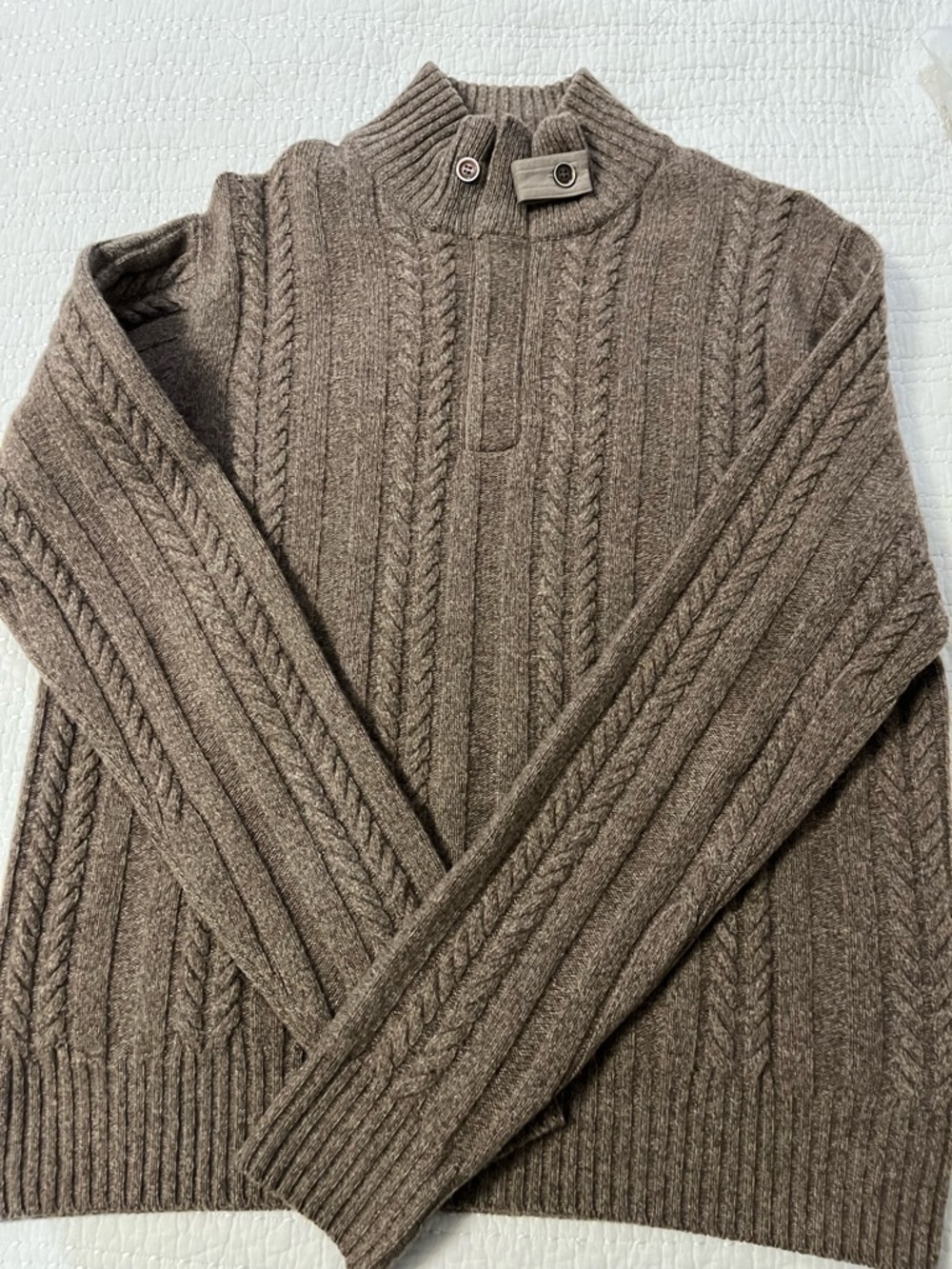 Corneliani Brown Cable-Knit Turtleneck Sweater